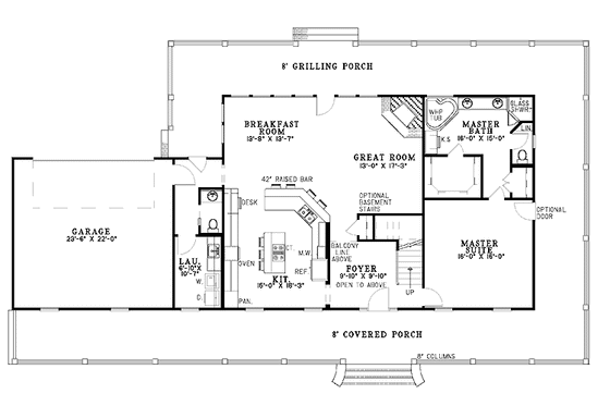Floor Plan - Main Floor for Colonial House Plan #17-2936 - 3 bed, 2.5 bath