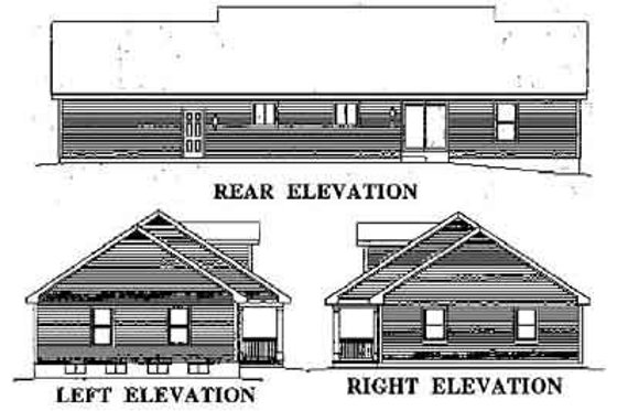 Exterior - Rear Elevation for Country House Plan #57-171 - 3 bed, 2 bath