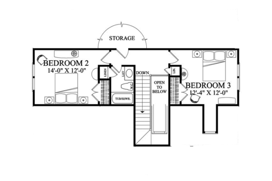 Floor Plan - Upper Floor for Traditional House Plan #137-361 - 3 bed, 2.5 bath