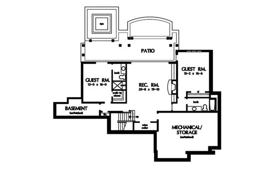 Floor Plan - Lower Floor for Craftsman House Plan #929-861 - 4 bed, 4 bath
