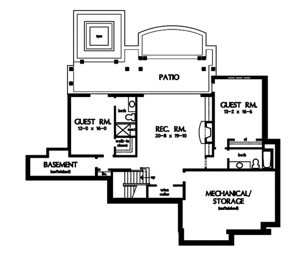Craftsman Floor Plan - Lower Floor Plan #929-861