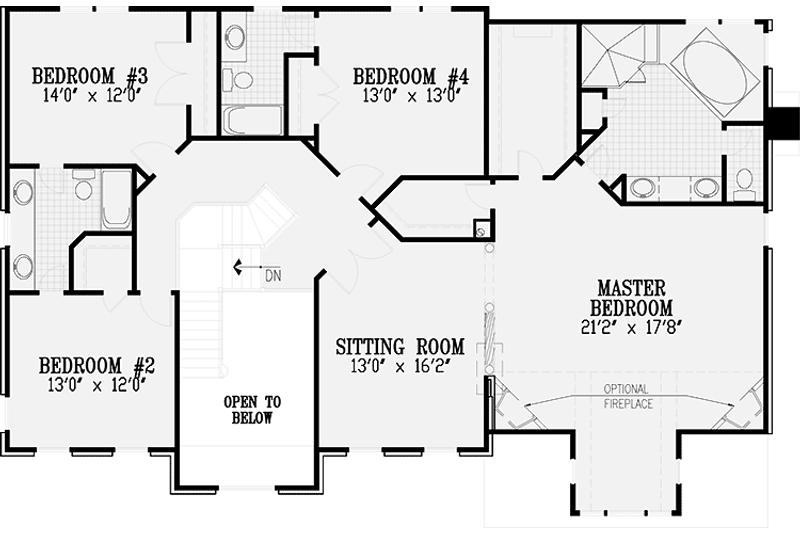Architectural House Design - Floor Plan - Upper Floor for Colonial House Plan #953-41 - 4 bed, 3.5 bath