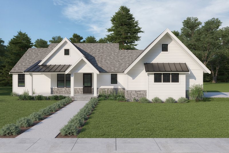 House Blueprint - Farmhouse Exterior - Front Elevation Plan #1070-116