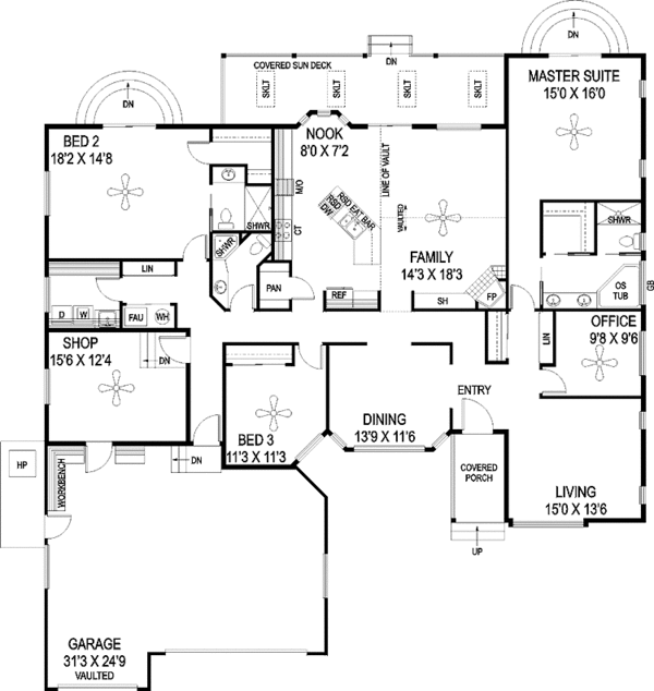 Home Plan - Craftsman Floor Plan - Main Floor Plan #60-830
