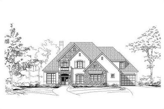 Exterior - Front Elevation for European House Plan #411-675 - 4 bed, 4.5 bath