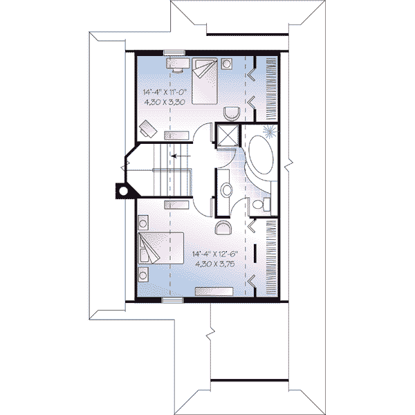 Beach Floor Plan - Upper Floor Plan #23-492