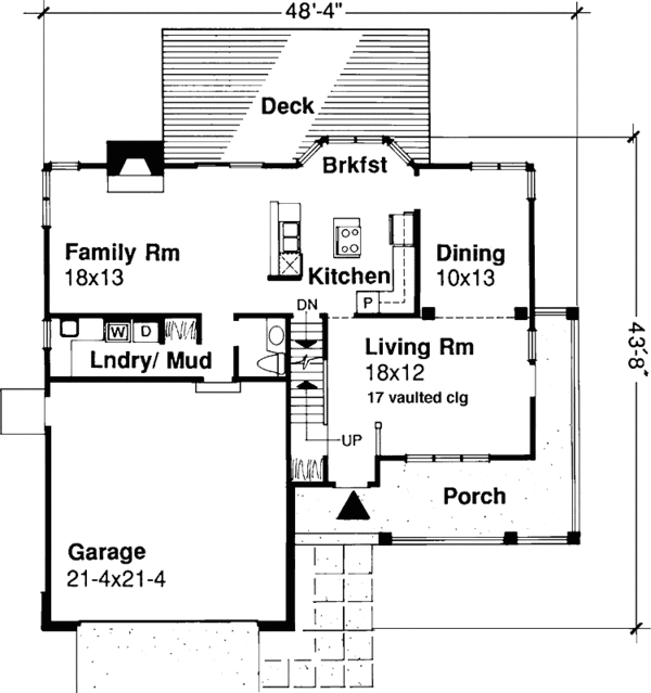 House Blueprint - Traditional Floor Plan - Main Floor Plan #320-570