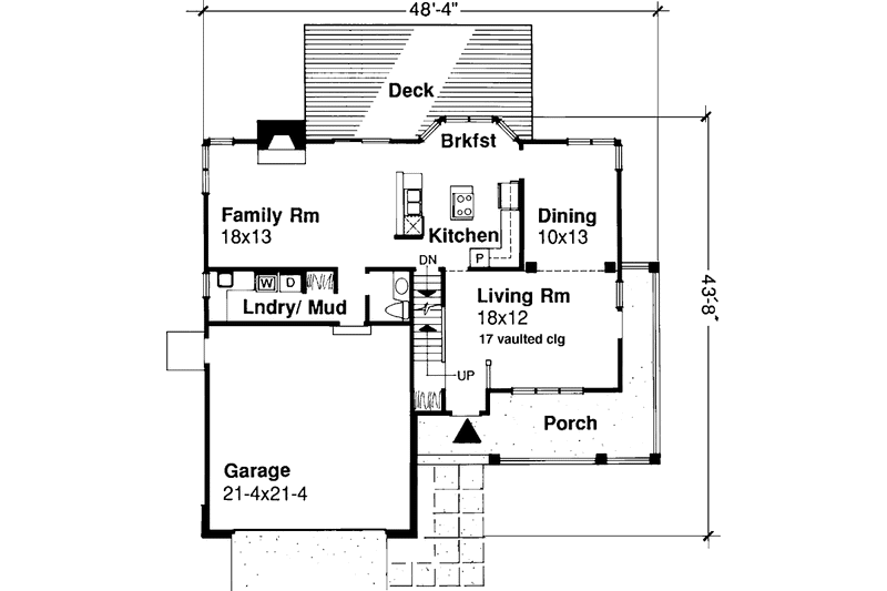 House Blueprint - Floor Plan - Main Floor for Traditional House Plan #320-570 - 4 bed, 2.5 bath