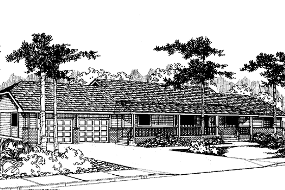 Exterior - Front Elevation 3 for Country House Plan #60-840 - 3 bed, 2 bath