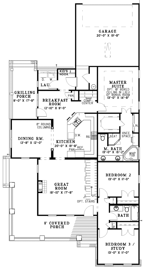 Dream House Plan - Craftsman Floor Plan - Main Floor Plan #17-3106