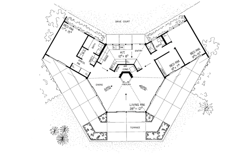 Dream House Plan - Floor Plan - Main Floor for Contemporary House Plan #72-522 - 3 bed, 2 bath