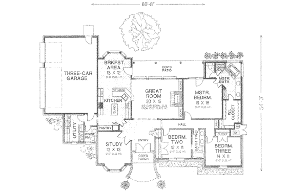 Floor Plan - Main Floor for Traditional House Plan #310-361 - 3 bed, 2.5 bath
