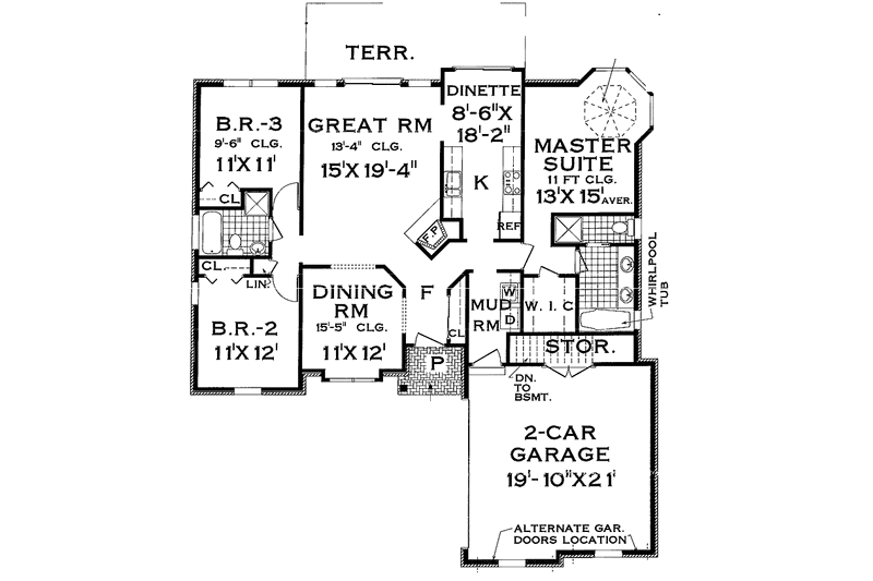 Home Plan - Floor Plan - Main Floor for Colonial House Plan #3-277 - 3 bed, 2 bath