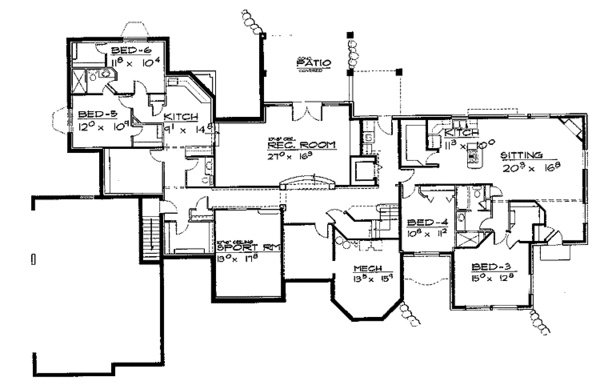 Home Plan - Country Floor Plan - Lower Floor Plan #308-291