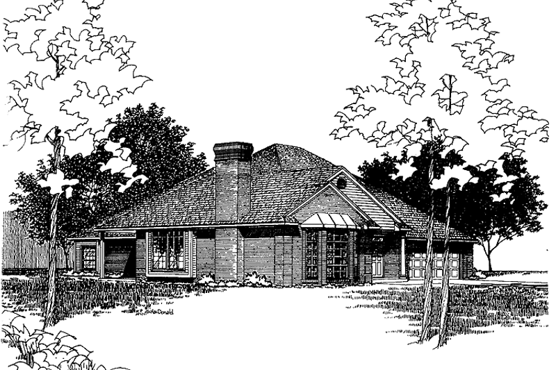 Architectural House Design - Exterior - Front Elevation 3 for Ranch House Plan #310-1219 - 3 bed, 2 bath