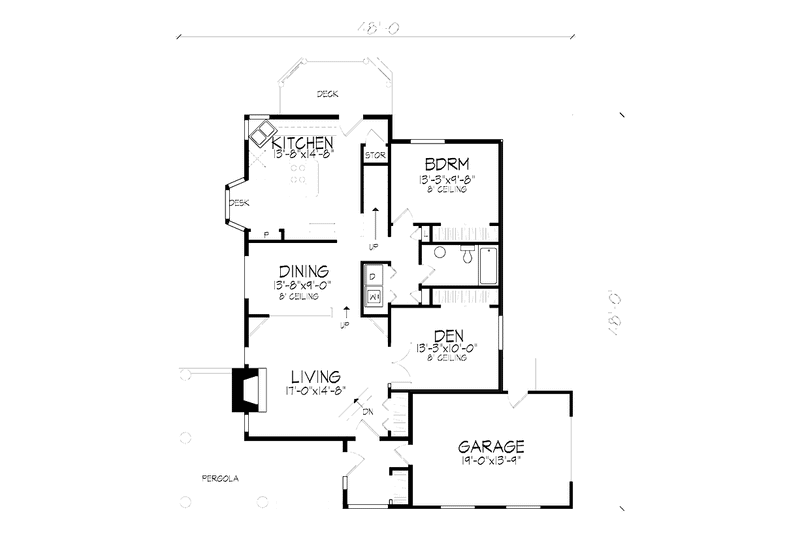 House Design - Floor Plan - Main Floor for Craftsman House Plan #320-1342 - 2 bed, 2 bath
