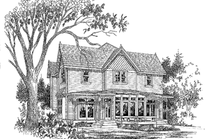 Exterior - Rear Elevation for Victorian House Plan #929-306 - 3 bed, 2.5 bath