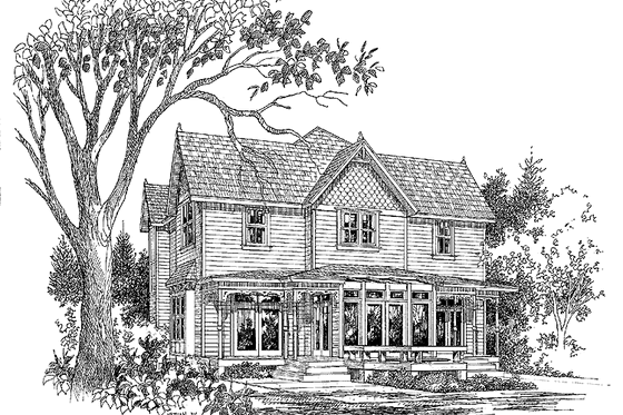Exterior - Rear Elevation for Victorian House Plan #929-306 - 3 bed, 2.5 bath
