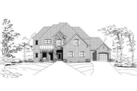 Exterior - Front Elevation for European House Plan #411-205 - 5 bed, 3 bath