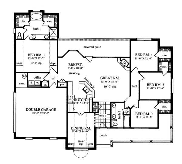 House Blueprint - Country Floor Plan - Main Floor Plan #42-456