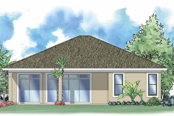 Exterior - Rear Elevation for Mediterranean House Plan #930-384 - 2 bed, 2 bath