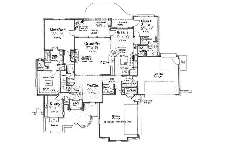 House Plan Design - Floor Plan - Main Floor for European House Plan #310-1276 - 4 bed, 3.5 bath