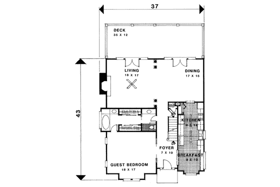 Floor Plan - Main Floor for European House Plan #56-223 - 5 bed, 4 bath