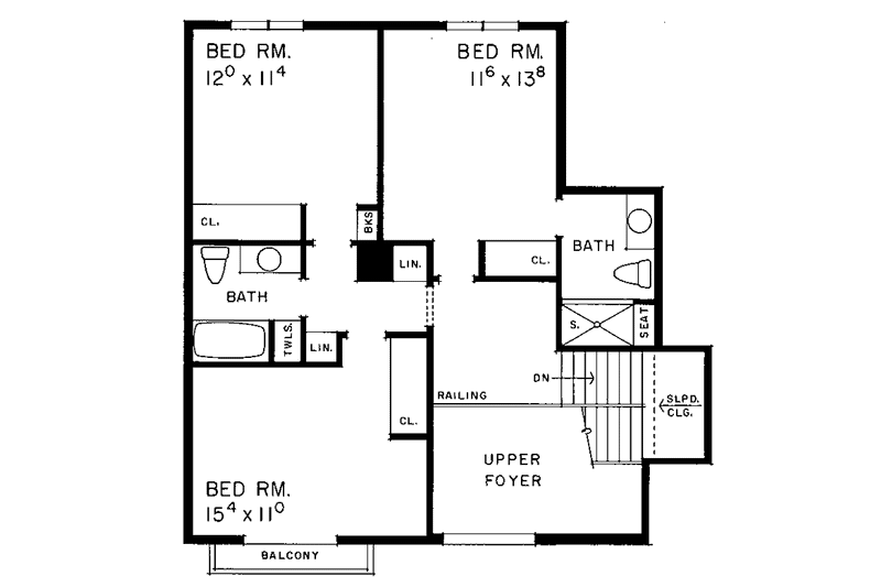 Home Plan - Floor Plan - Upper Floor for European House Plan #72-999 - 4 bed, 3 bath