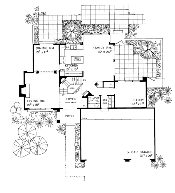 House Blueprint - Contemporary Floor Plan - Main Floor Plan #72-995