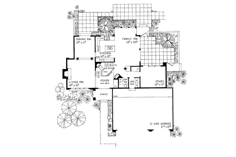 Home Plan - Floor Plan - Main Floor for Contemporary House Plan #72-995 - 3 bed, 2.5 bath