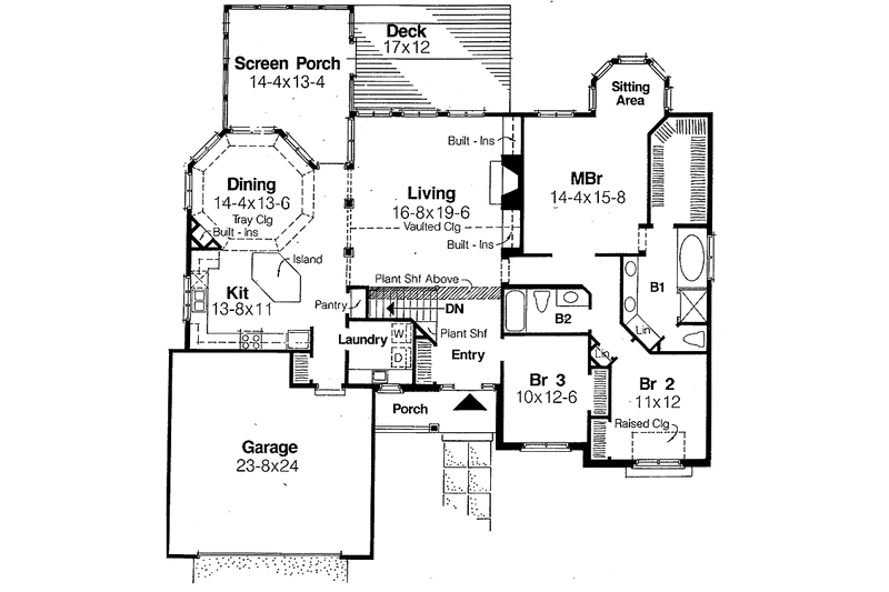 Dream House Plan - Floor Plan - Main Floor for Ranch House Plan #334-124 - 3 bed, 2 bath