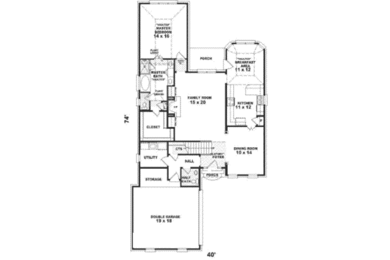 Floor Plan - Main Floor for Southern House Plan #81-247 - 3 bed, 2.5 bath