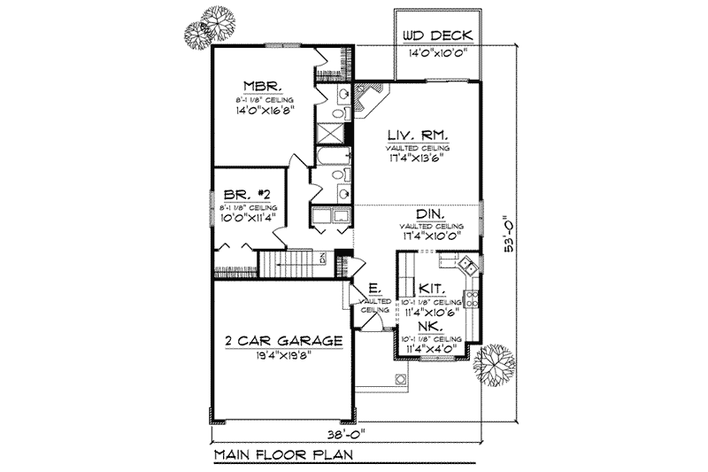 Home Plan - Floor Plan - Main Floor for Ranch House Plan #70-812 - 3 bed, 3 bath