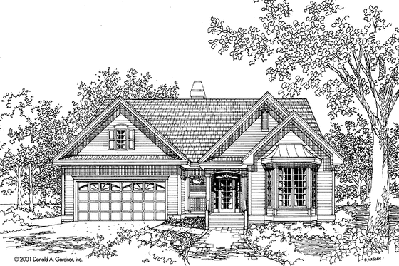 Exterior - Front Elevation 3 for Ranch House Plan #929-621 - 3 bed, 2 bath