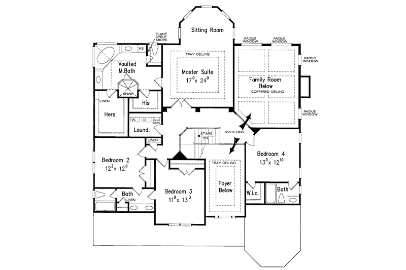 House Blueprint - Floor Plan - Upper Floor for Country House Plan #927-789 - 5 bed, 4.5 bath