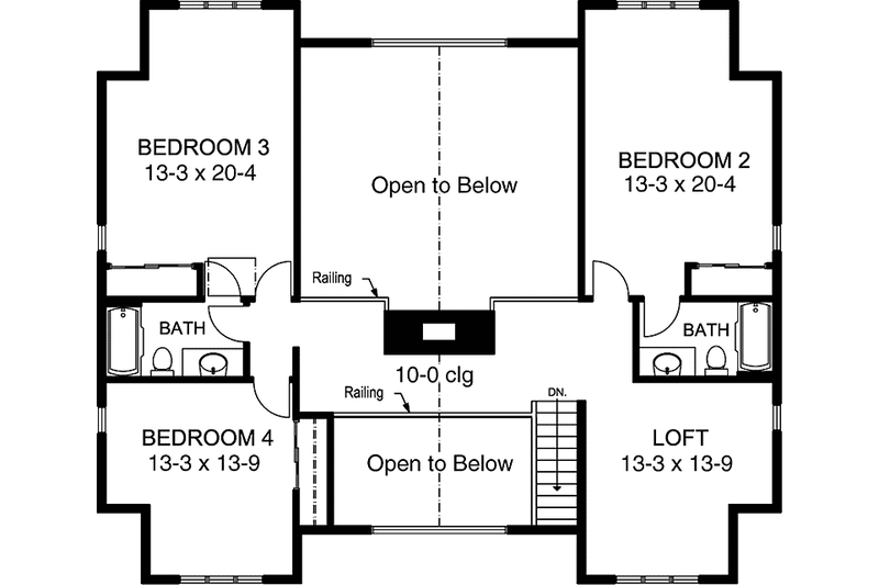 House Blueprint - Floor Plan - Upper Floor for Country House Plan #965-2 - 4 bed, 3.5 bath