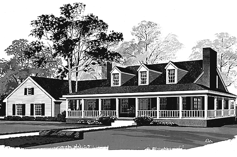 Home Plan - Exterior - Front Elevation 3 for Country House Plan #72-760 - 3 bed, 3.5 bath