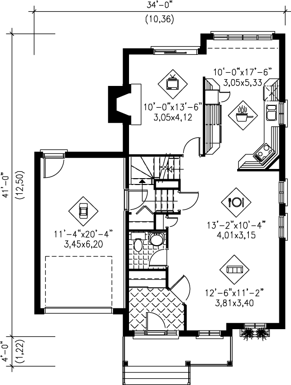 Traditional Floor Plan - Main Floor Plan #25-2124