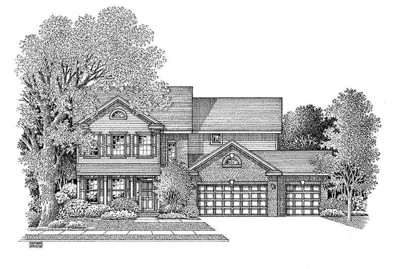 Architectural House Design - Exterior - Front Elevation 3 for Colonial House Plan #999-82 - 3 bed, 2.5 bath