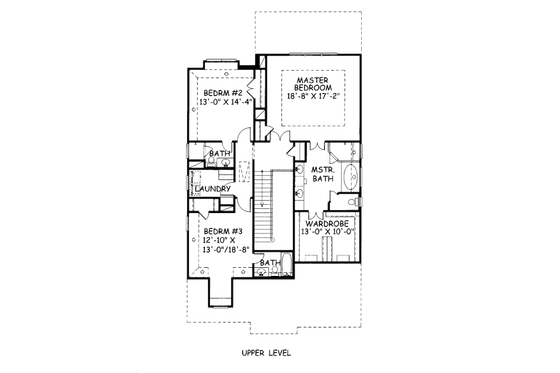 Floor Plan - Upper Floor for European House Plan #141-371 - 4 bed, 4 bath