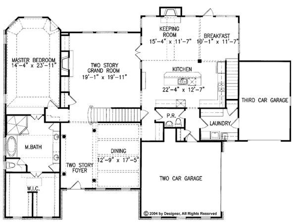 House Blueprint - Colonial Floor Plan - Main Floor Plan #54-233