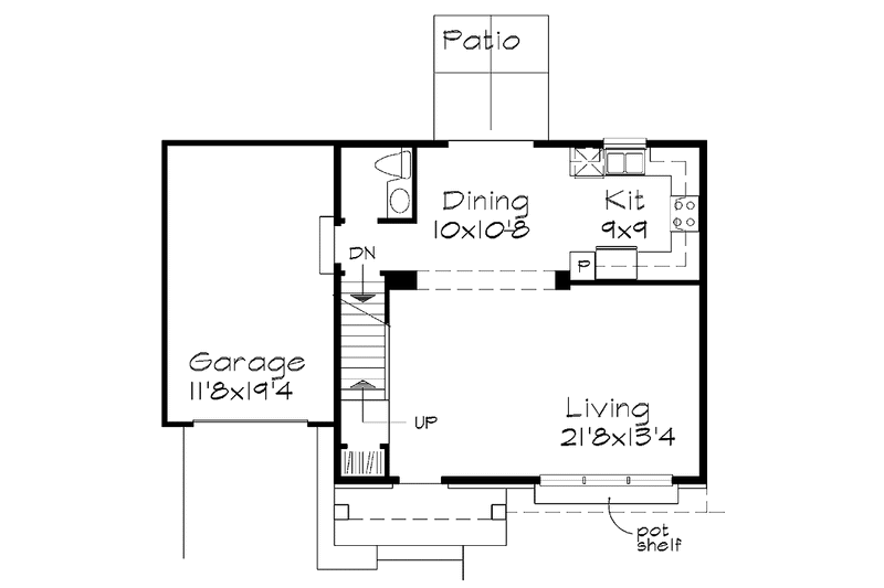 Home Plan - Floor Plan - Main Floor for Colonial House Plan #320-757 - 3 bed, 1.5 bath