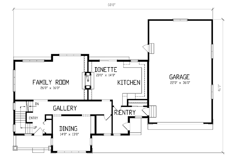 House Blueprint - Floor Plan - Main Floor for Mediterranean House Plan #320-1464 - 3 bed, 2.5 bath