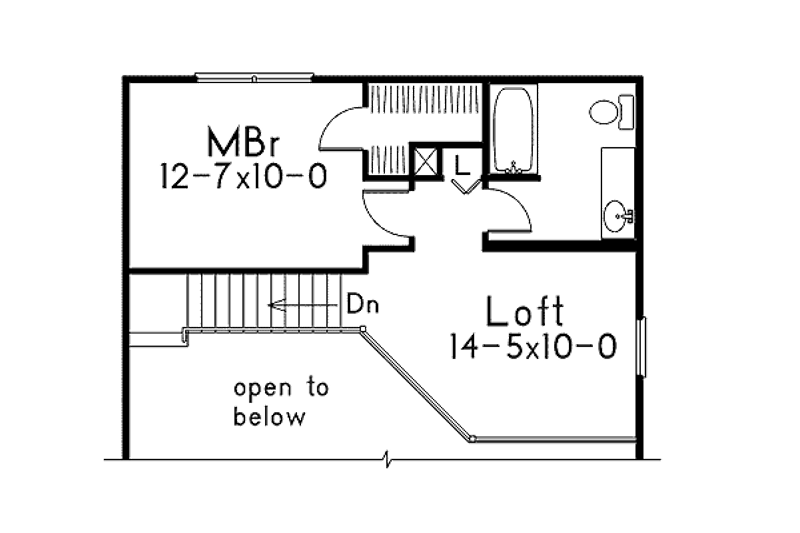 Architectural House Design - Floor Plan - Upper Floor for Traditional House Plan #57-435 - 2 bed, 2 bath