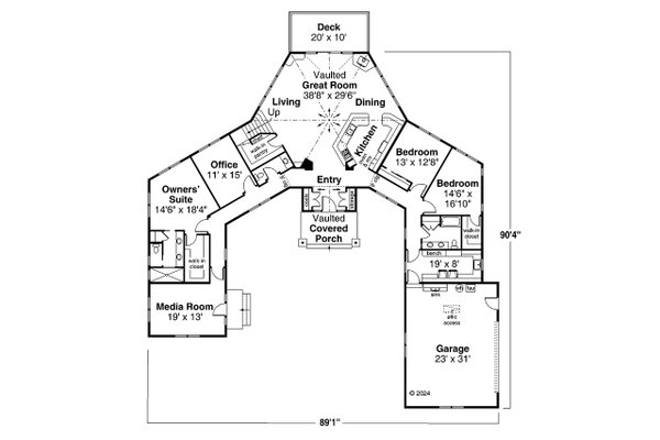 Craftsman Floor Plan - Main Floor Plan #124-1359