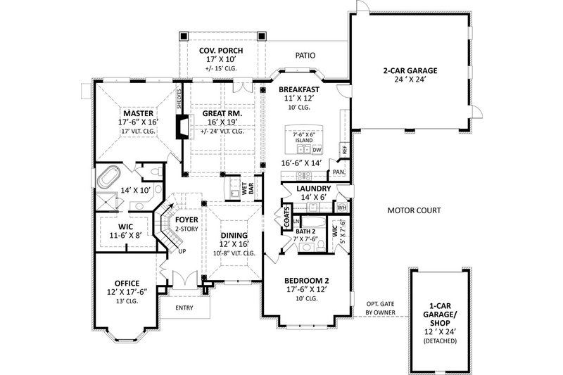 House Blueprint - Floor Plan - Main Floor for European House Plan #119-439 - 4 bed, 3 bath