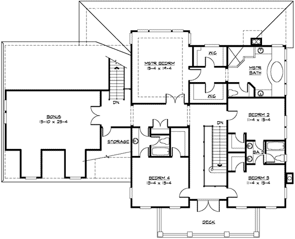 House Blueprint - Traditional Floor Plan - Upper Floor Plan #132-171