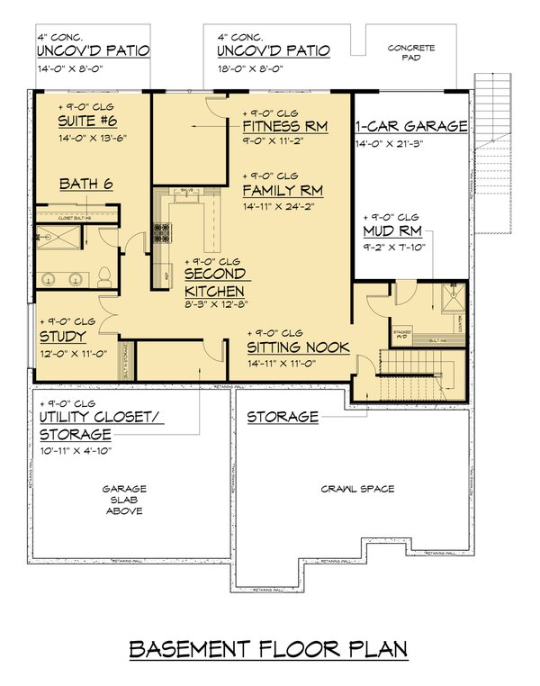 Contemporary Floor Plan - Lower Floor Plan #1066-283