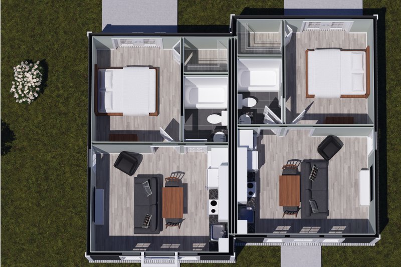 Architectural House Design - Floor Plan - Main Floor 1 for Cottage House Plan #513-2405 - 2 bed, 2 bath