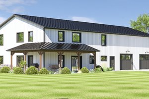 Exterior - Front Elevation 3 for Barndominium House Plan #1064-164 - 4 bed, 3 bath
